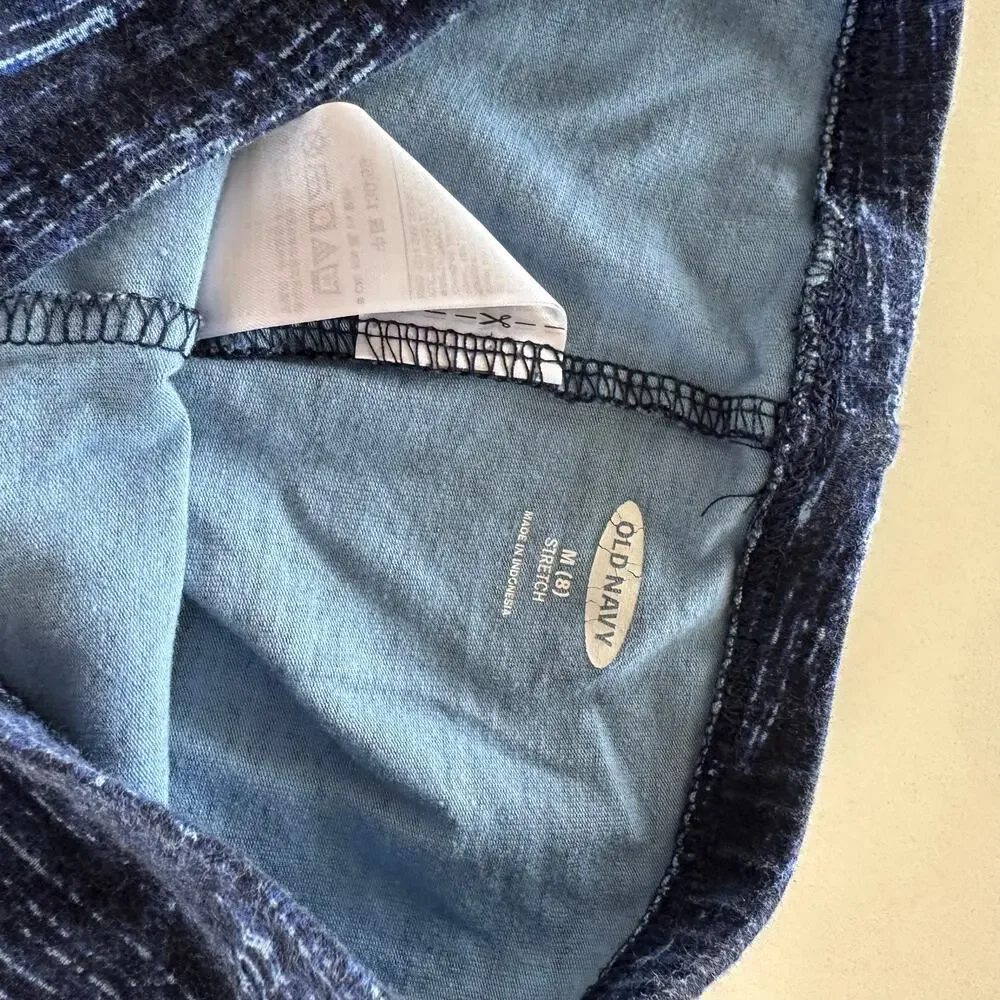 Old Navy Blue Striped Crop Leggings with Bow Detail